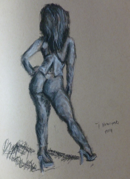 Number 9; Figure Study 1; 8x10;180; charcoal on toned drawing paper; nude female figure study in charcoal.jpg